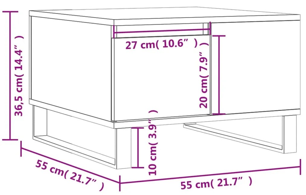 Mesa de centro 55x55x36,5 cm derivados madeira cinzento cimento