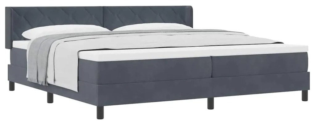 Cama Box com Colchão vidaXL Cinza Escuro 200x200 cm Veludo