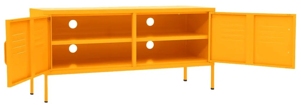 Móvel de TV aço 105x35x50 cm amarelo mostarda