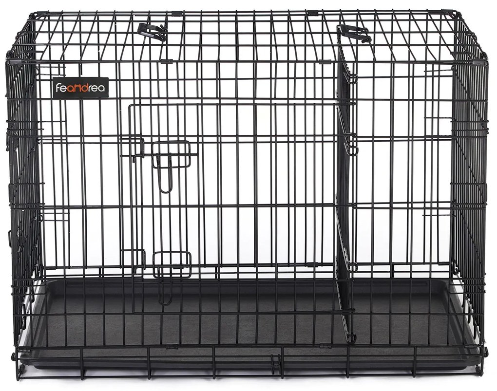 Gaiola para cães, caixa para cães com 2 portas, dobrável L (92.5 X 57.5 X 64 cm) preto