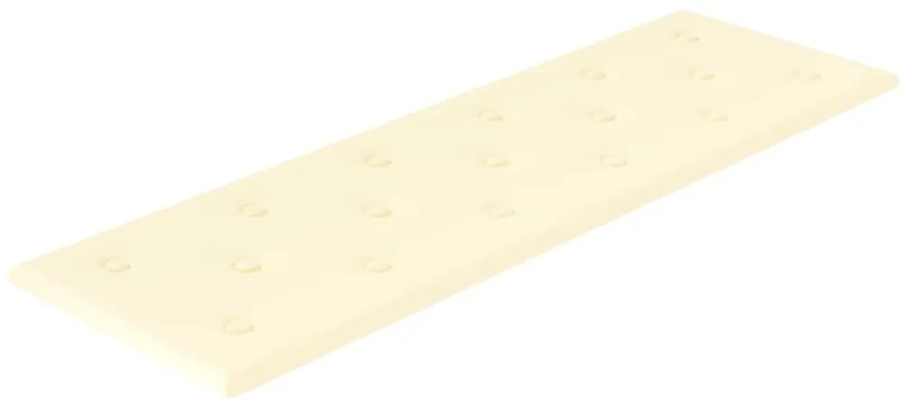 Painel de parede 12 pcs 90x30 cm couro artificial 3,24 m² creme