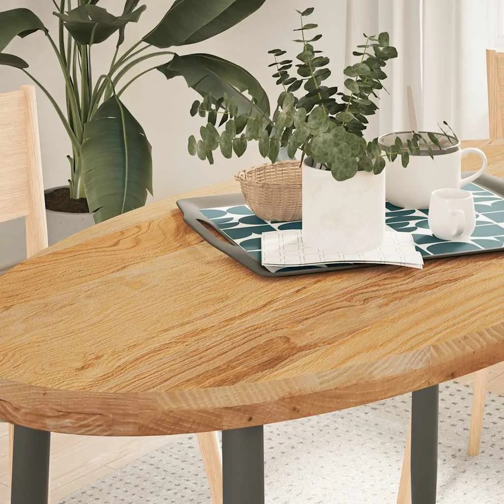 vidaXL Tampo de mesa 120x60x4 cm carvalho maciça oval castanho-claro