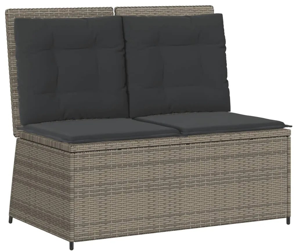 7 pcs conjunto lounge de jardim c/ almofadões vime PE cinzento