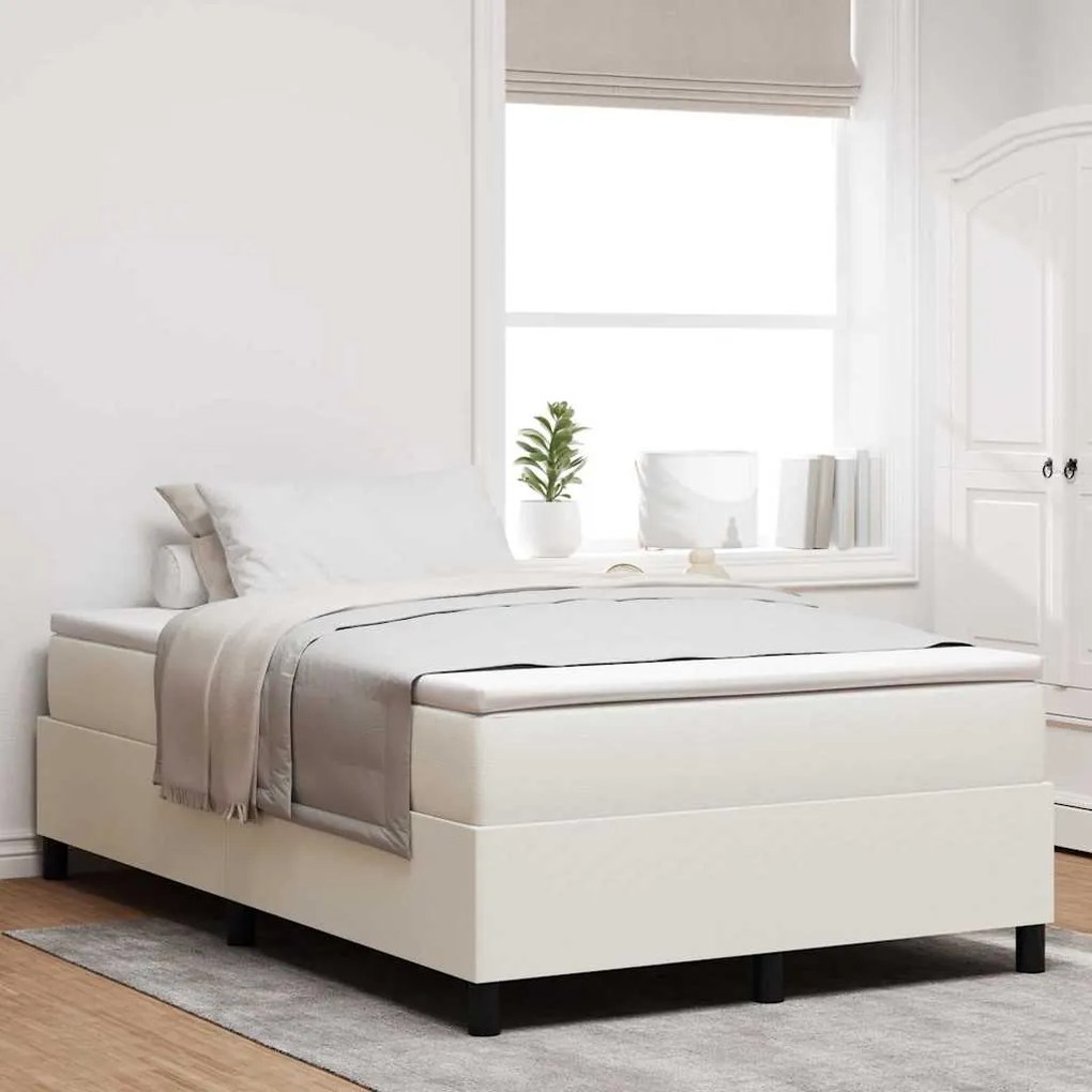 vidaXL Estrado de cama plataforma Creme 120 x 190 cm tecido