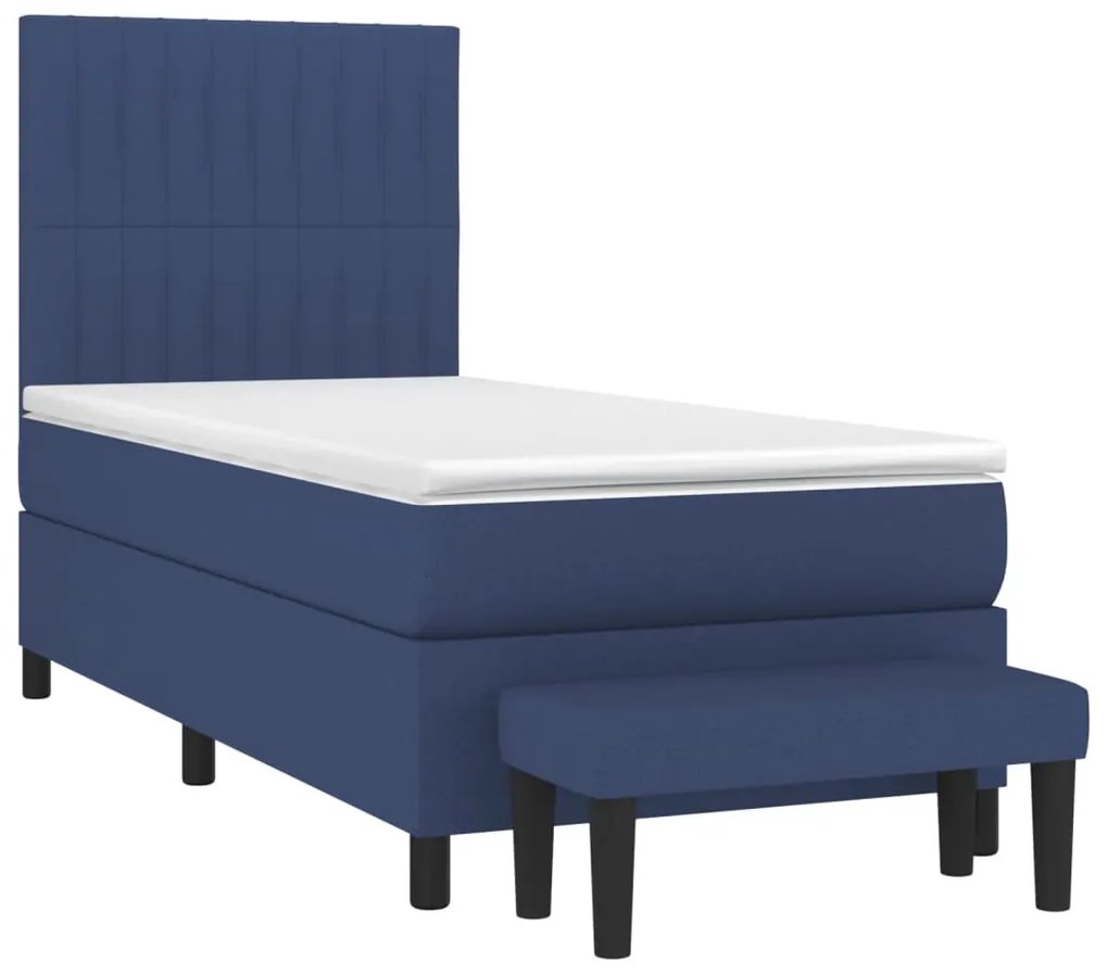 Cama com molas/colchão 90x190 cm tecido azul