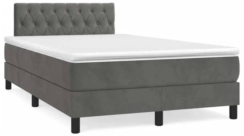 Cama boxspring com colchão 120x190 cm veludo cinzento-escuro