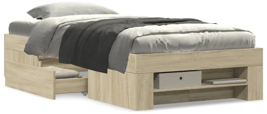 Estrutura cama s/ colchão derivados de madeira carvalho sonoma