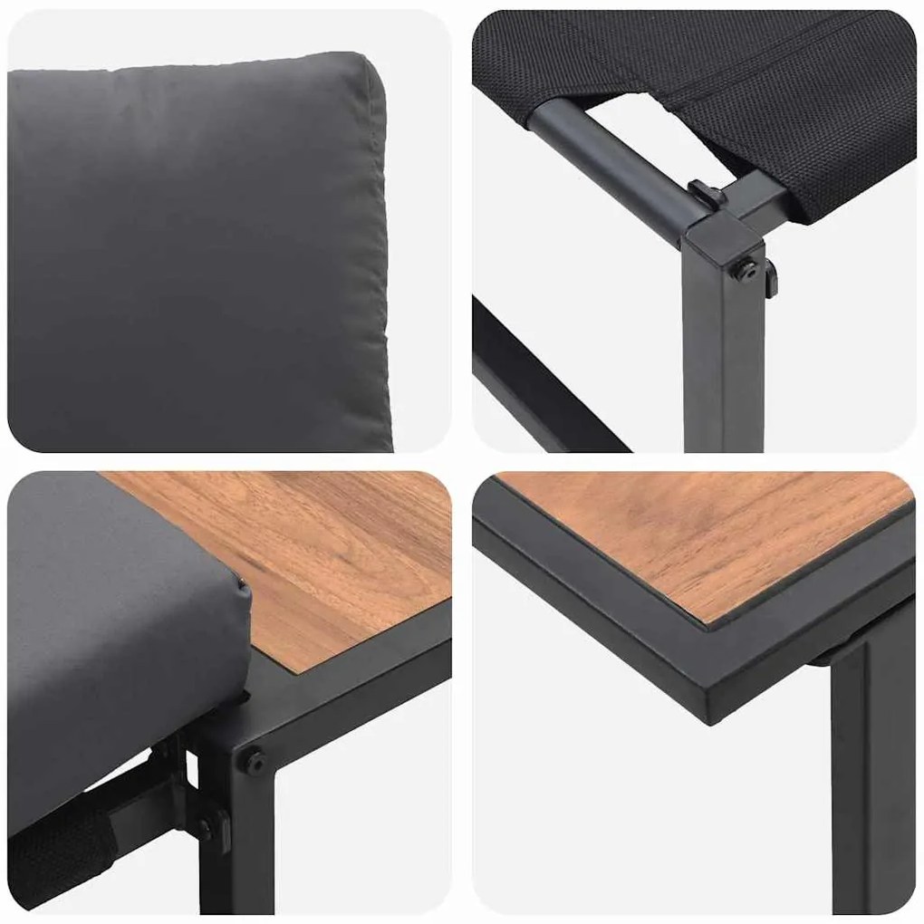 Conjunto de Sofá de Jardim de 3 Peças vidaXL com Almofadas Antracite