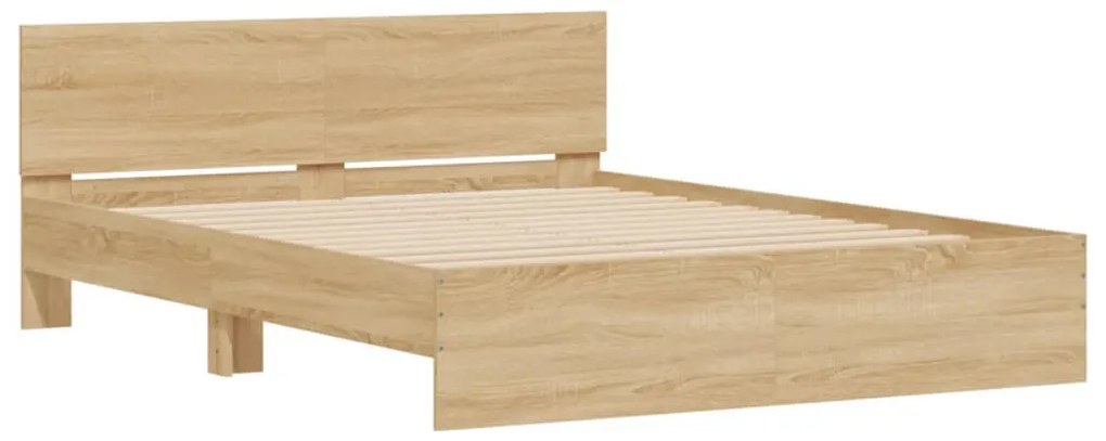 Estrutura cama c/ cabeceira/luzes LED 150x200cm carvalho sonoma