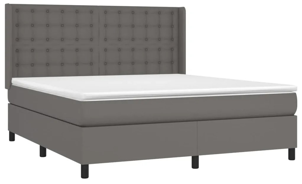 Cama com molas/colchão 180x200 cm couro artificial cinza