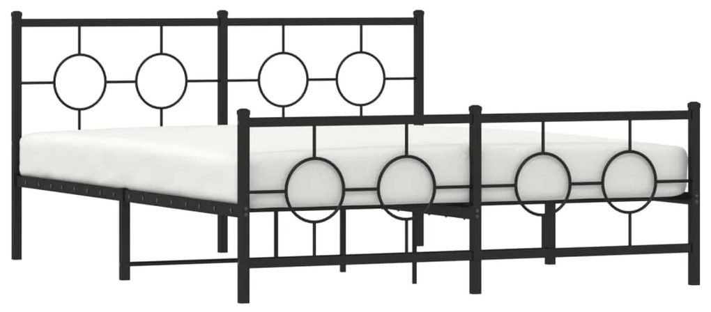 Estrutura de cama com cabeceira e pés 150x200 cm metal preto