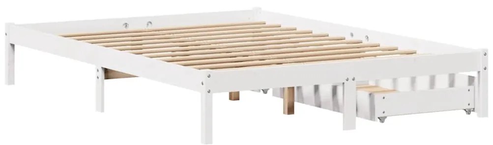 Cama sem colchão 140x200 cm madeira de pinho maciça branco