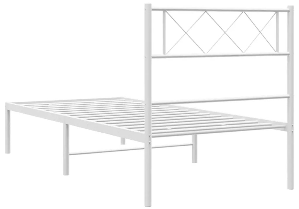 Estrutura de cama com cabeceira 100x200 cm metal branco