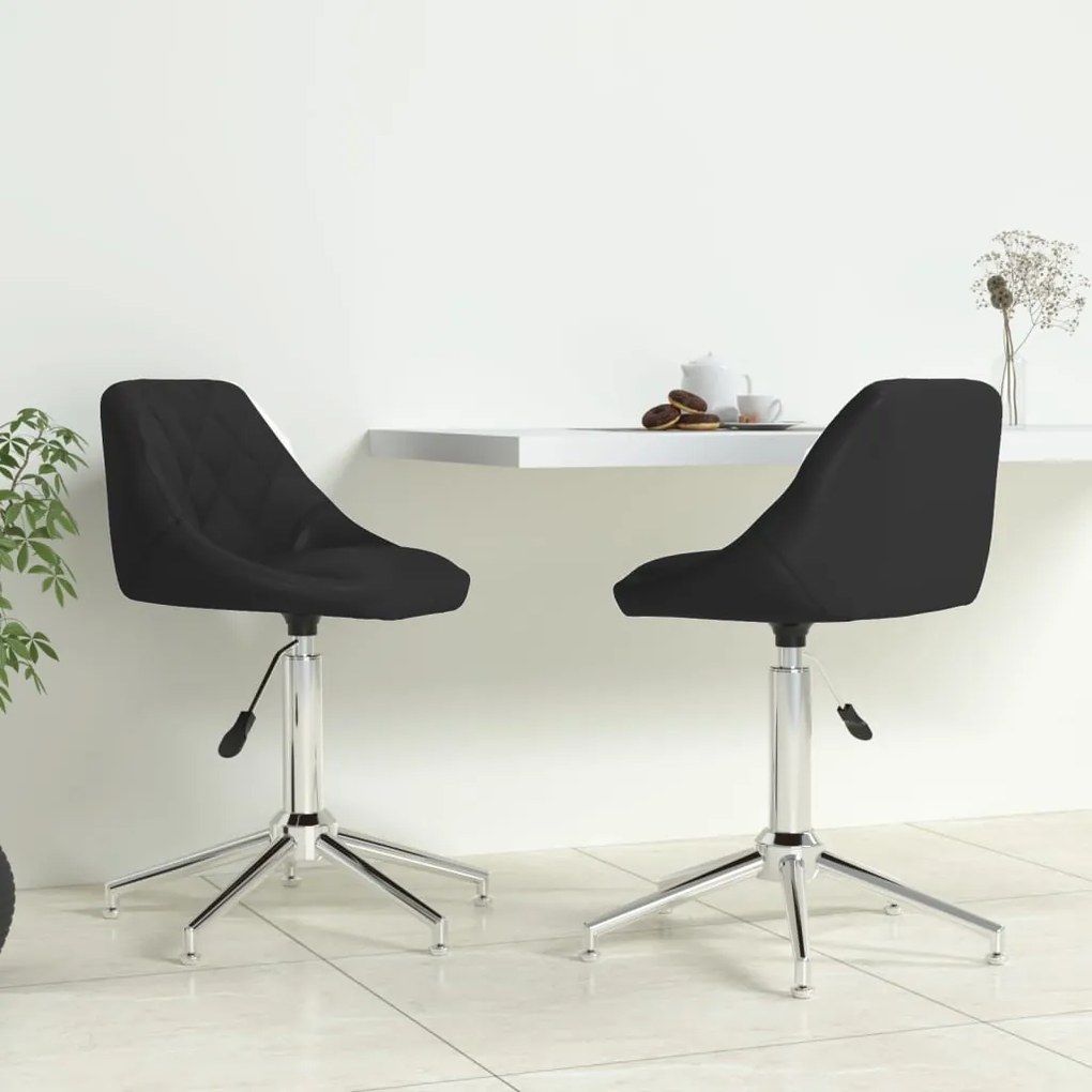 vidaXL Cadeiras de jantar giratórias 2 pcs couro artificial preto