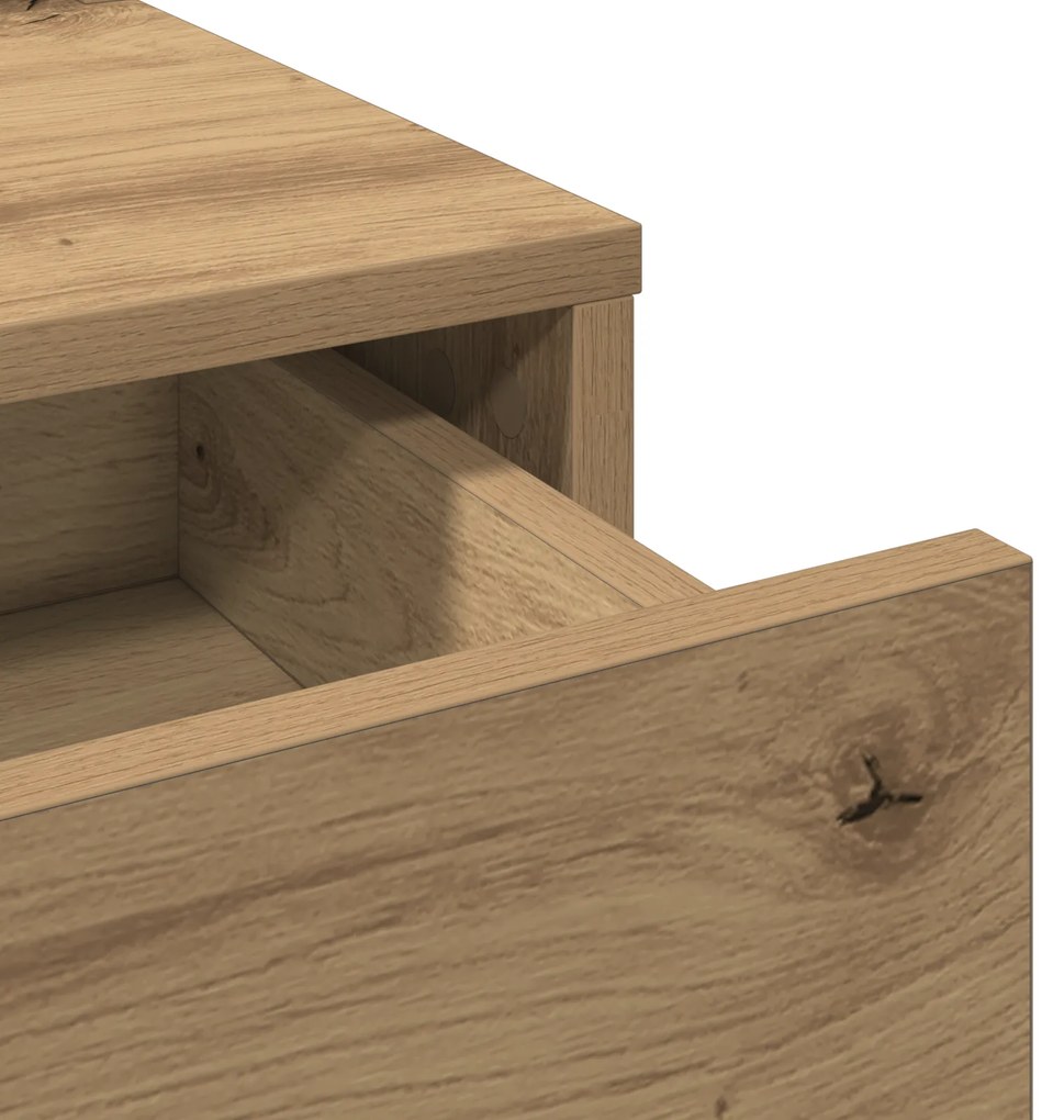 Mesa de Maquiagem vidaXL com Luzes LED Carvalho Artisan 50x41x140 cm