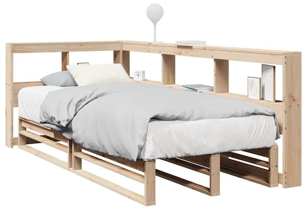 vidaXL Cama com estante sem colchão 100x200 cm pinho maciço