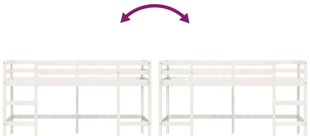 Cama alta p/ criança c/ escada 90x190 cm pinho maciço branco