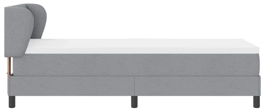 Cama Box Spring com Colchão Cinza Claro 80x200 cm em Tecido