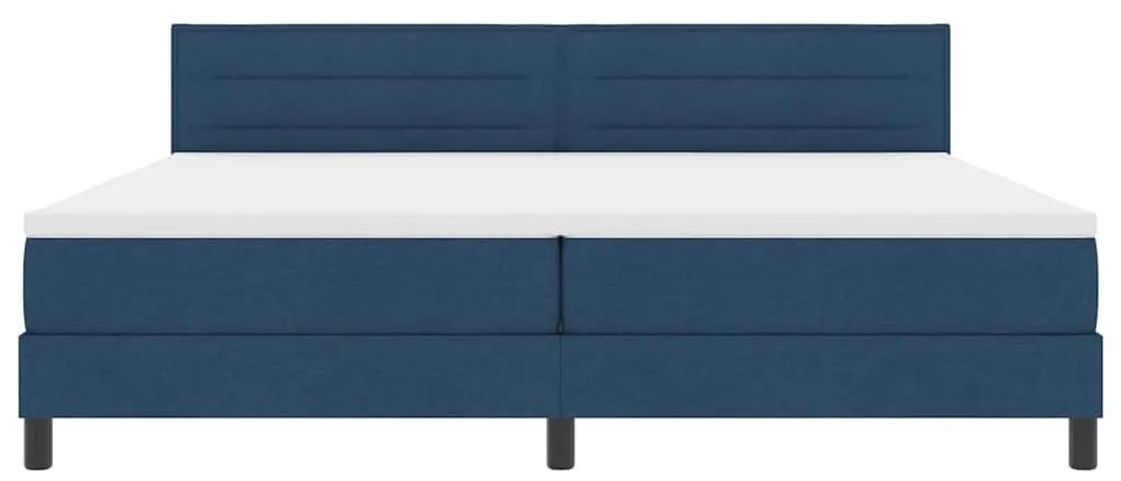 Cama Box com Colchão &amp; LED Azul 200x200 cm em Tecido