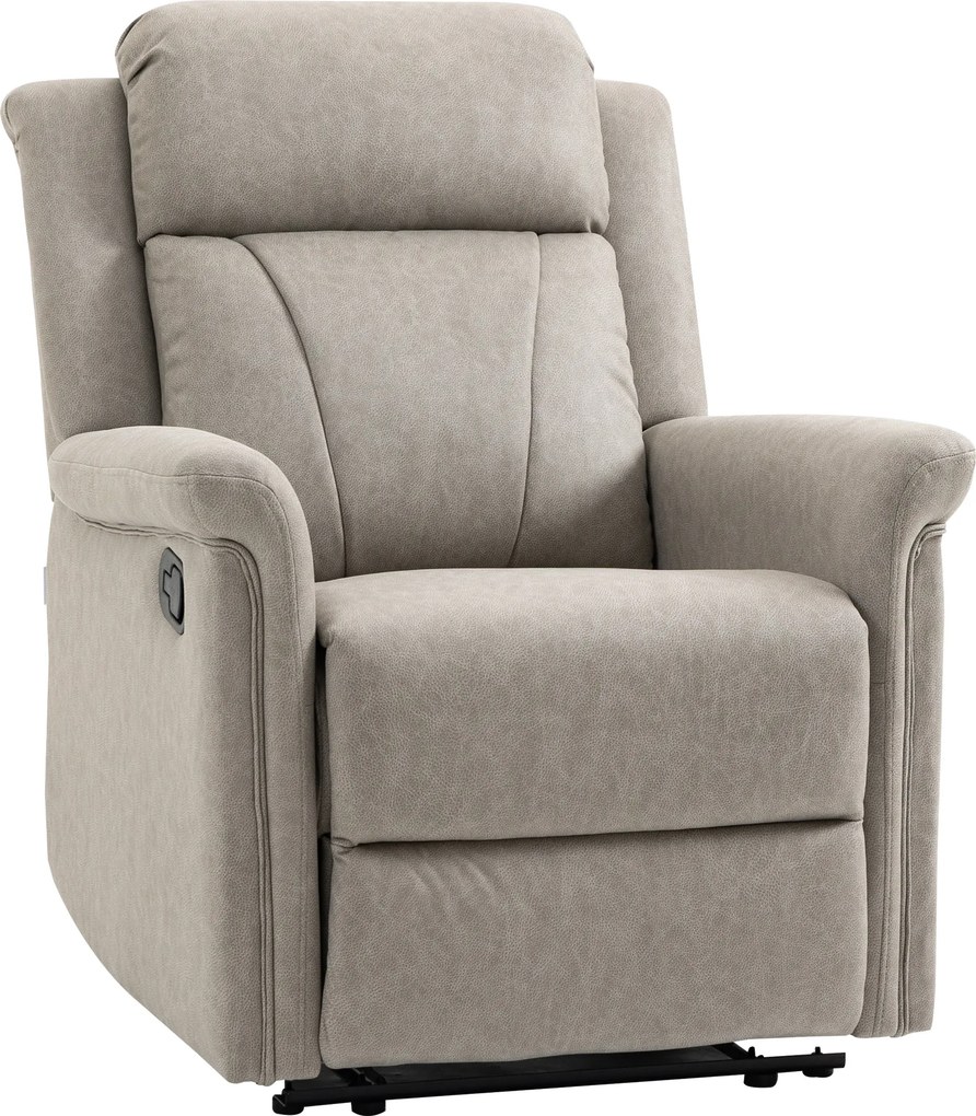 HOMCOM Poltrona Relax Reclinável até 135º com Apoio para os Pés Encosto Alto 78x96x102 cm Cinza | Aosom Portugal