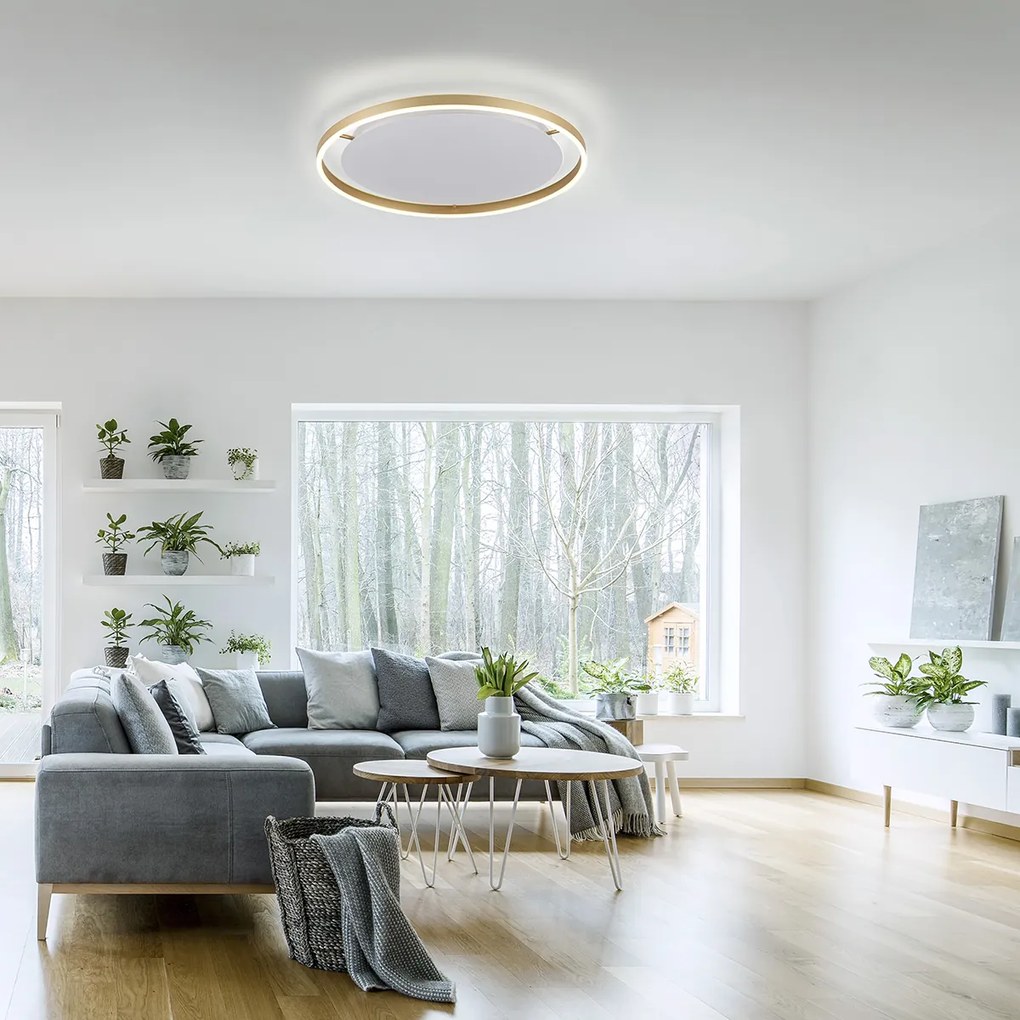 Candeeiro de teto em latão 60 cm com LED regulável em 3 níveis - Zlatan Moderno