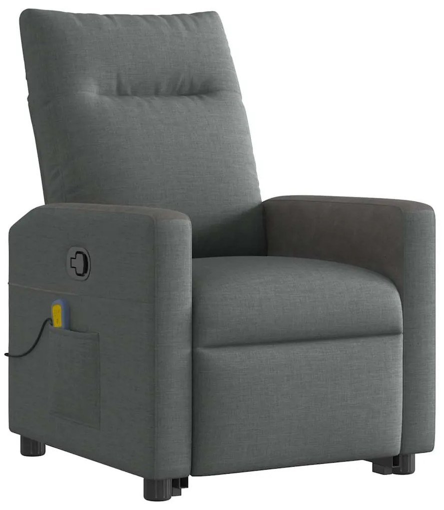 Poltrona elevatória de massagens tecido cinzento-escuro