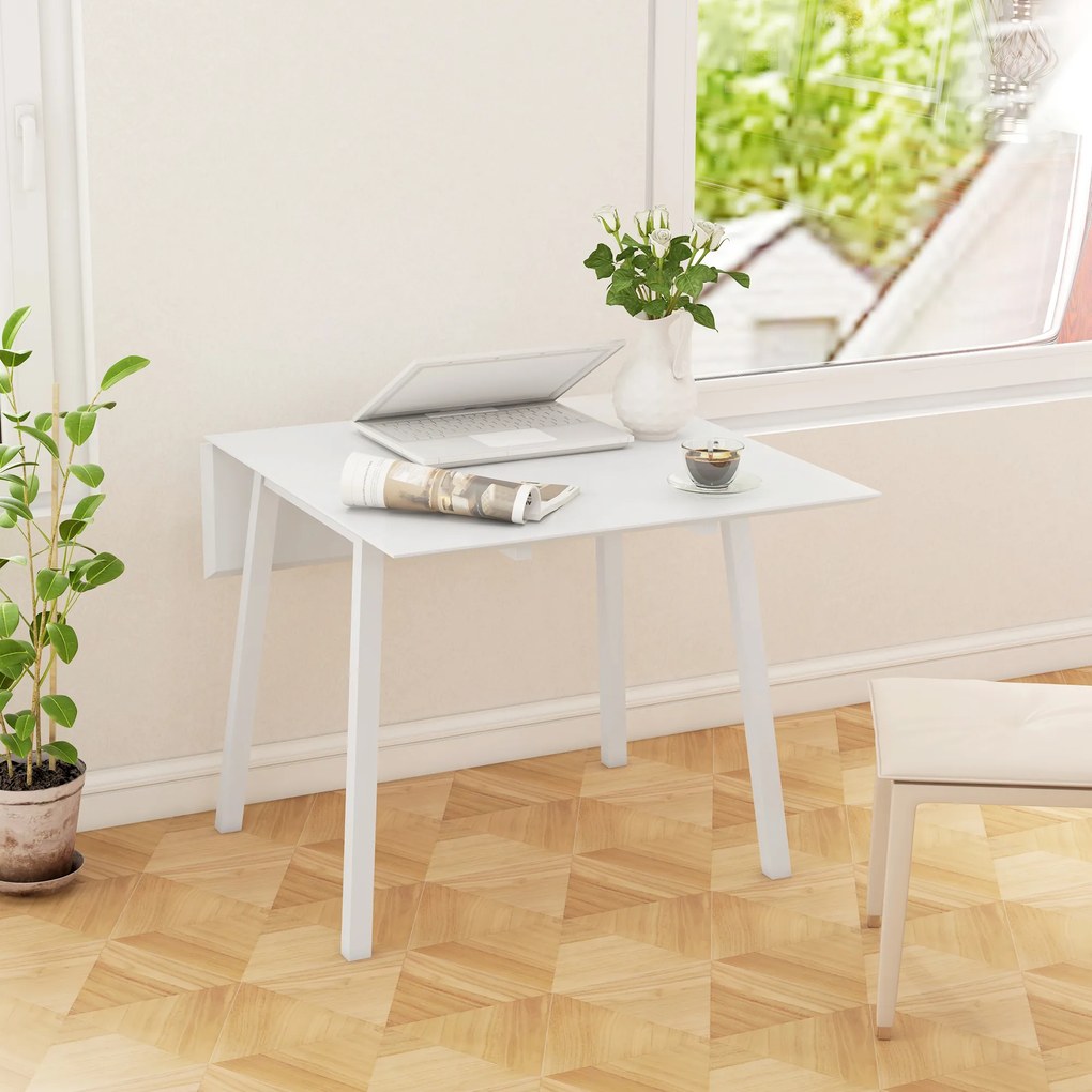 Mesa de cozinha dobrável 110 x 86 x 75 cm (CADEIRAS NÃO INCLUIDAS), mesa de jantar dobrável com tampo rebatível em madeira para 2 a 4 pessoas, branca