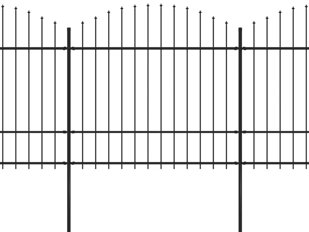 Cerca de jardim com topo em lanças (1,5-1,75)x13,6 m aço preto