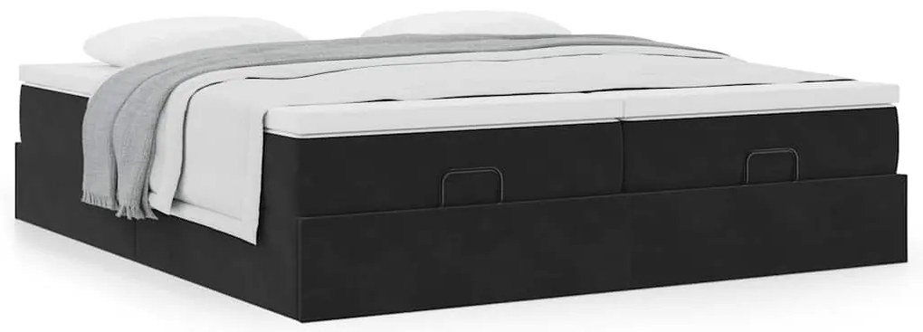 Estrutura de cama otomana com colchões 180x200cm veludo preto