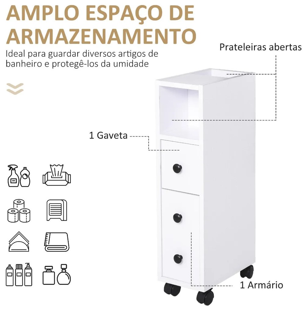 Móvel de Apoio Fofi de 3 Gavetas para Casa de Banho - Design Moderno