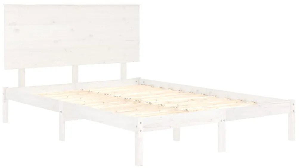Cama sem colchão 140x200 cm madeira de pinho maciça branco