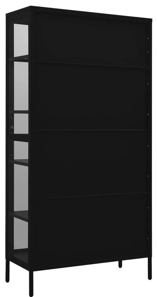 Vitrine 90x40x180 cm vidro temperado e aço preto