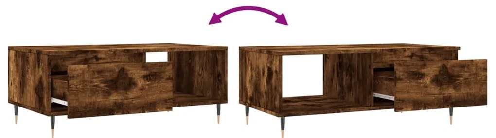 Mesa de centro 90x50x36,5 cm derivados madeira carvalho fumado