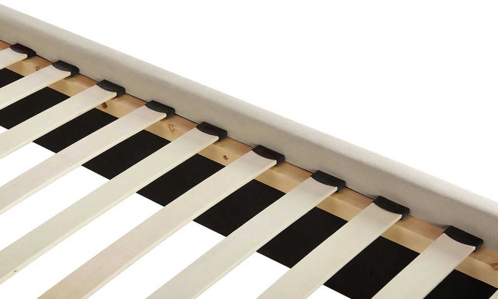 Cama de casal em veludo creme 140 x 200 cm AYETTE Beliani