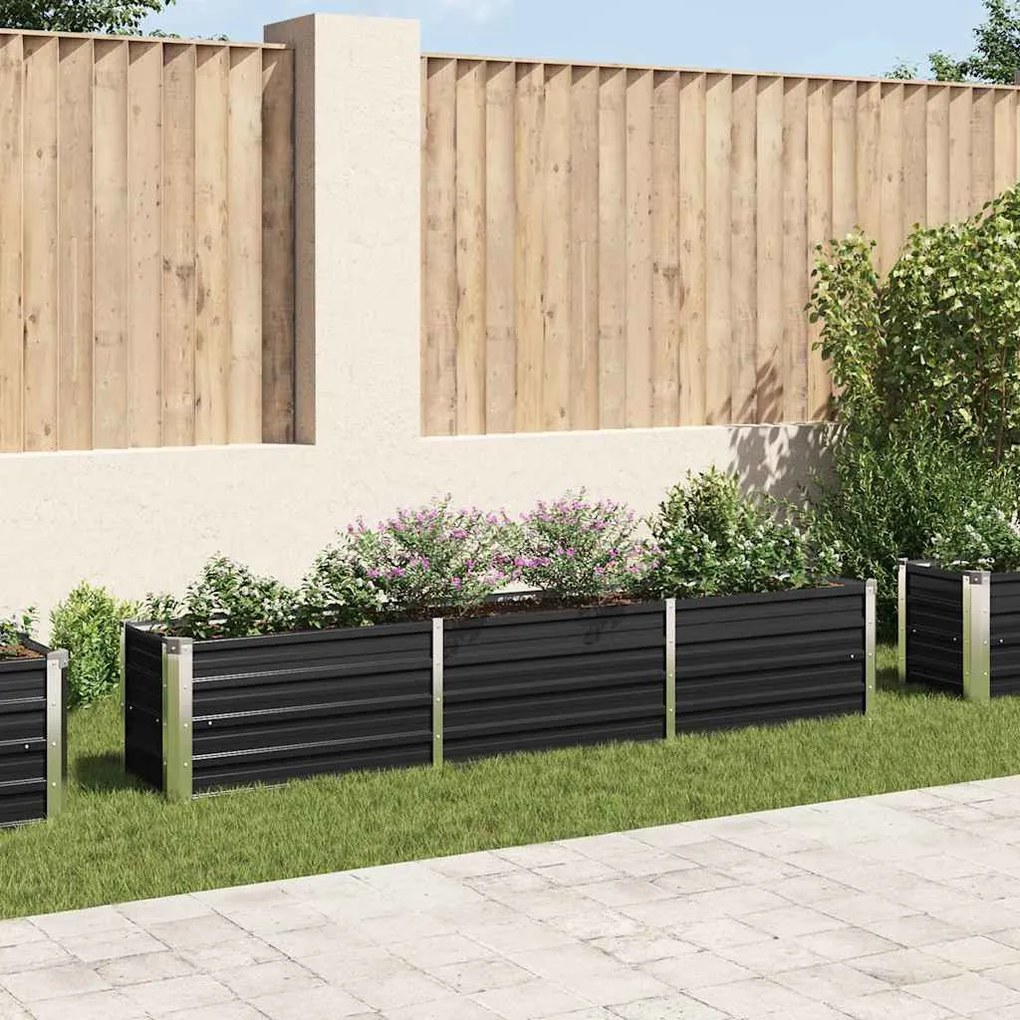 vidaXL Canteiro elevado jardim aço galvanizado 240x40x45 cm antracite