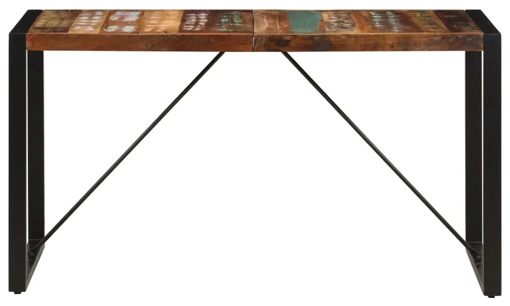 Mesa de jantar 140x70x75 cm madeira recuperada maciça