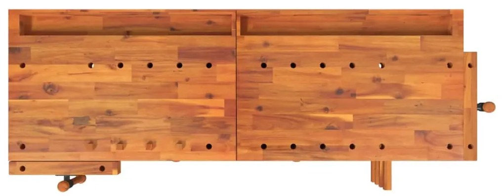 Bancada de trabalho + gavetas/tornos 162x62x83 cm acácia maciça