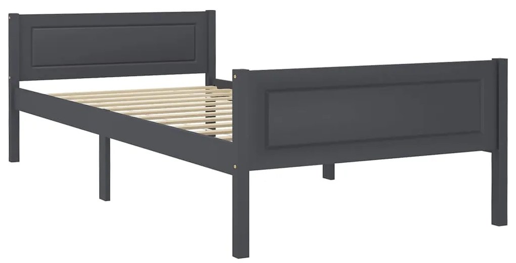 Estrutura de cama 100x200 cm madeira pinho maciço cinzento
