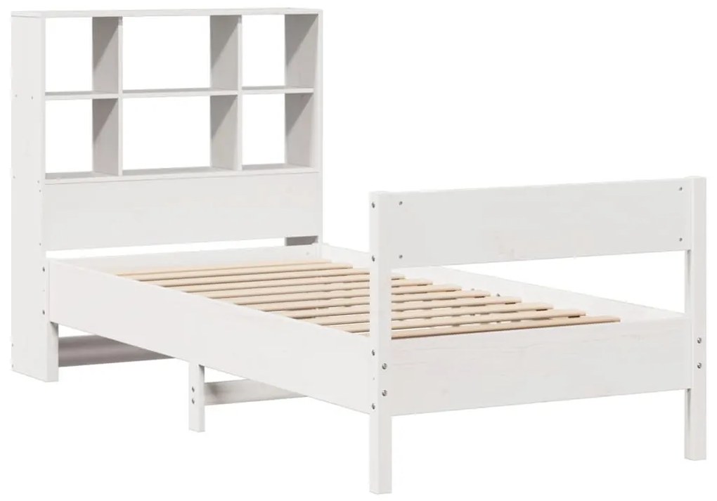 Cama com estante sem colchão 90x190 cm pinho maciço branco