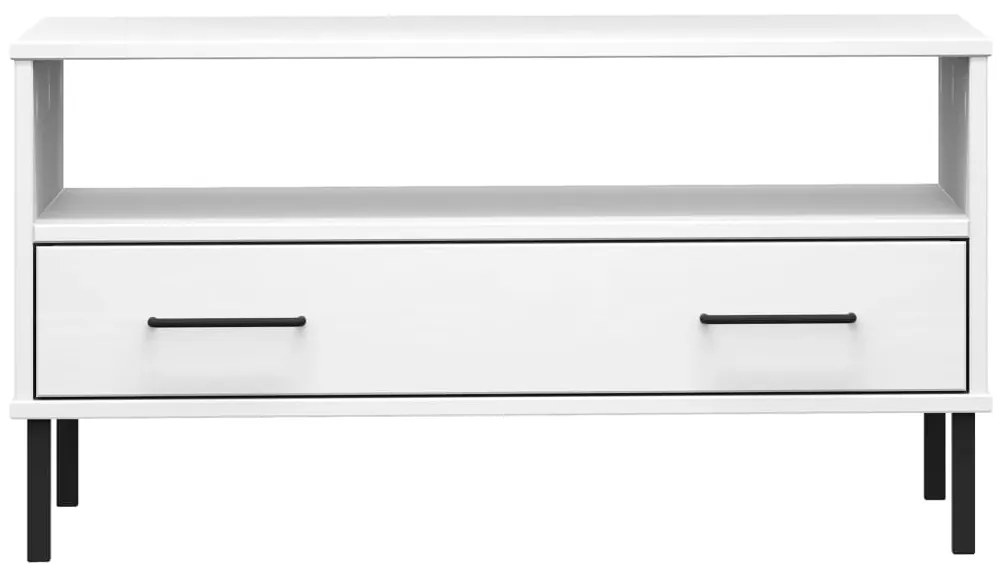 Mesa de centro com pernas de metal madeira maciça OSLO branco