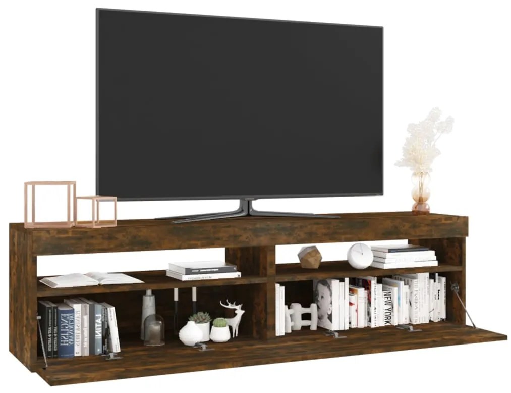 Móvel de TV com luzes LED 2 pcs 75x35x40 cm carvalho fumado