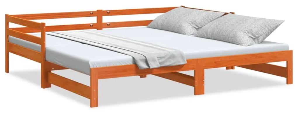 Sofá-cama com gavetão 90x190 cm madeira de pinho castanho cera