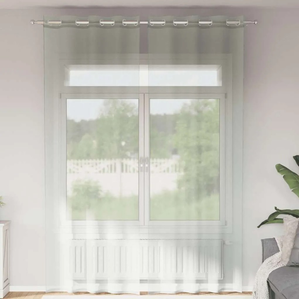 Cortinas de voile com ilhós 2 pcs cinzento-claro 140x260 cm