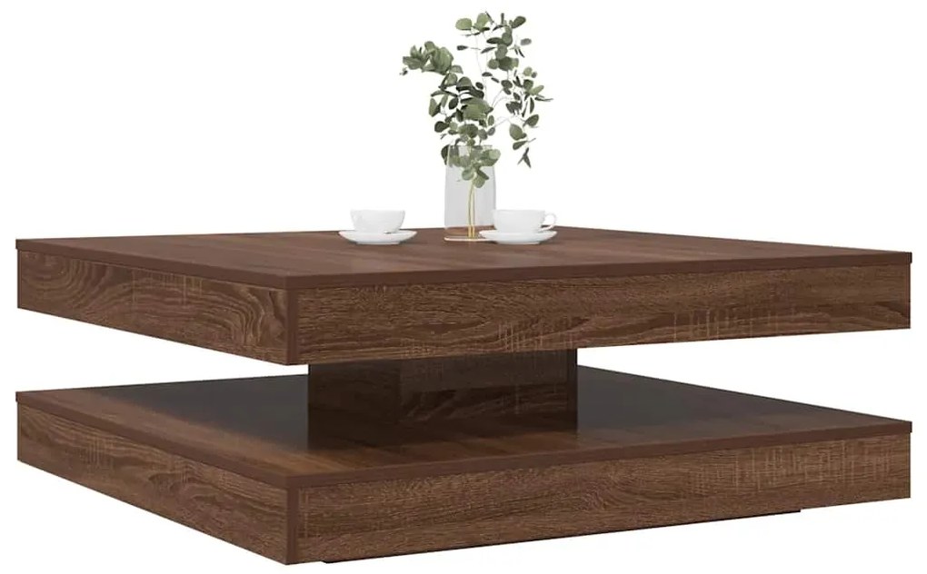 vidaXL Mesa centro rotativa a 360 graus 90x90x34,5cm carvalho castanho