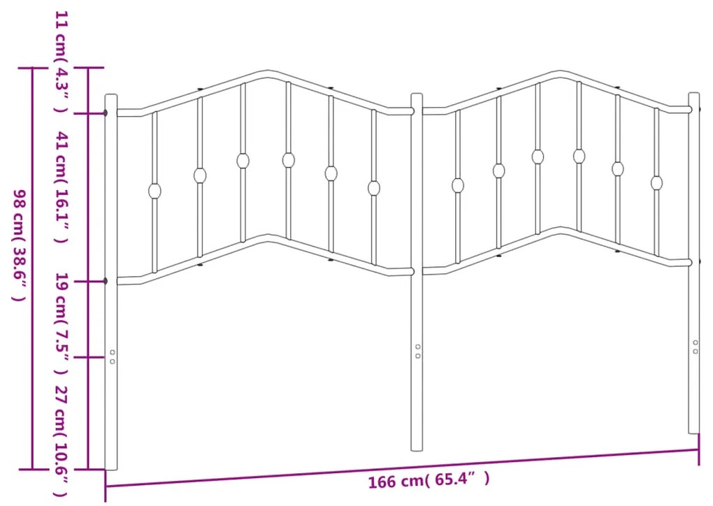 Cabeceira de cama 160 cm metal branco