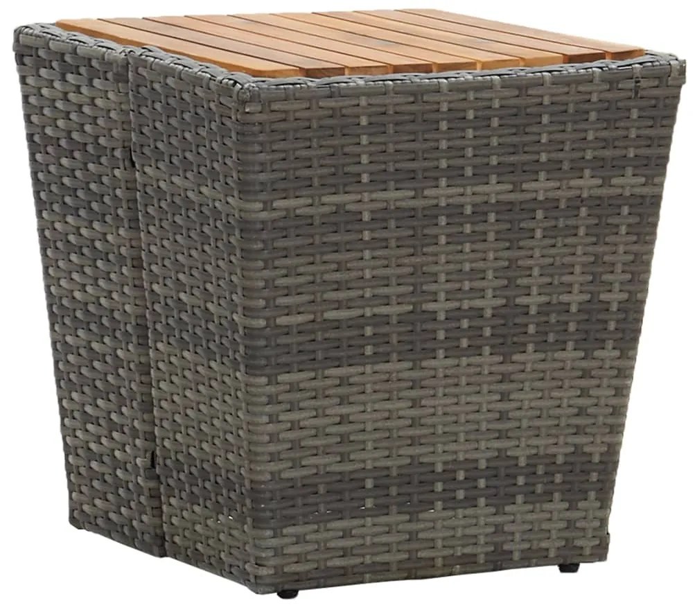 3 pcs conjunto de bistrô com almofadões vime PE/vidro cinza