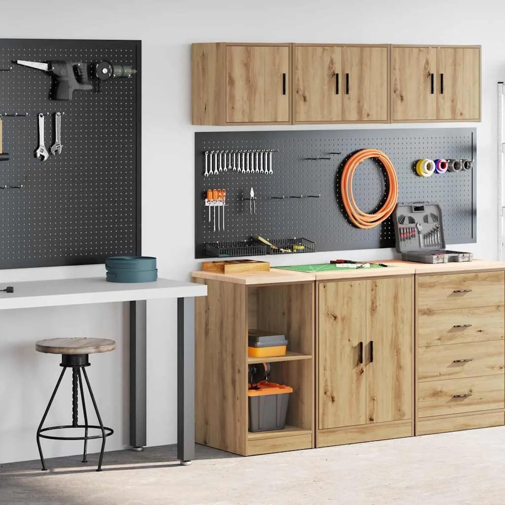 vidaXL Armários de garagem 2pcs madeira processada carvalho artisiano