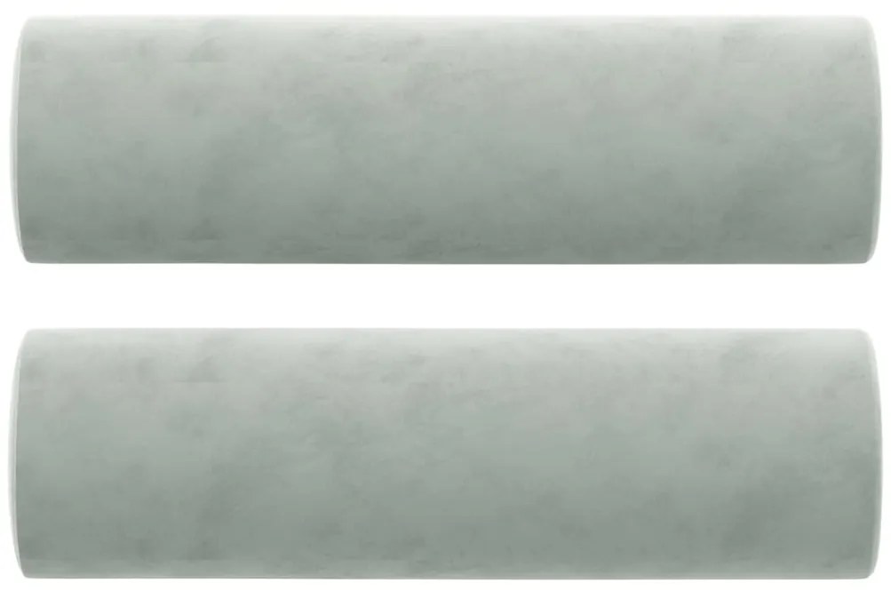Sofá 3 lugares + almofadas decorativas 180cm veludo cinza-claro