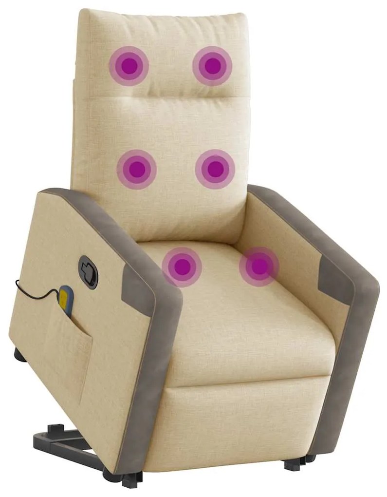 Poltrona elevatória de massagens tecido cor creme