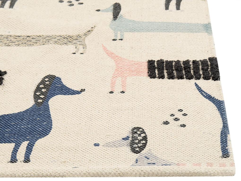 Tapete de algodão multicolor com padrão de cães 80 x 150 cm TEMIAJ Beliani